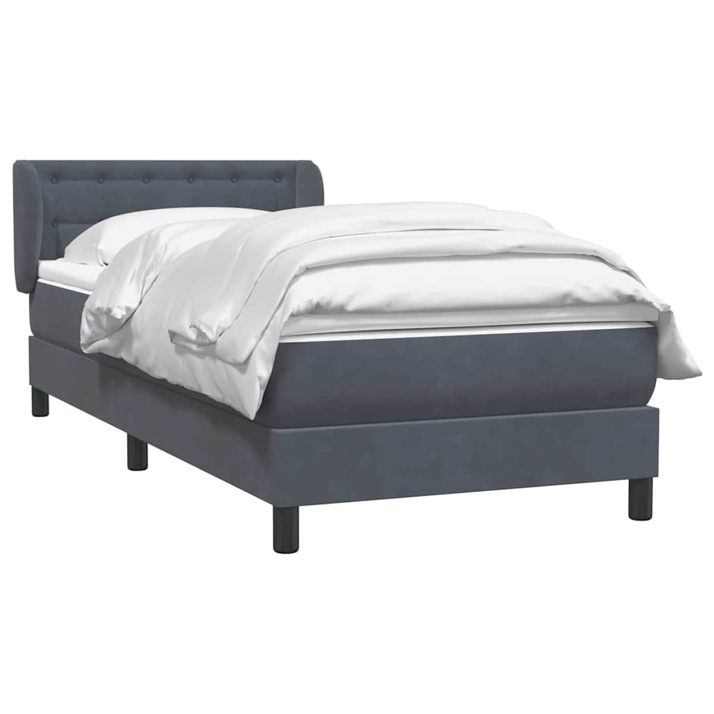 Boxspring met matras fluweel donkergrijs 100x220 cm – afbeelding 3