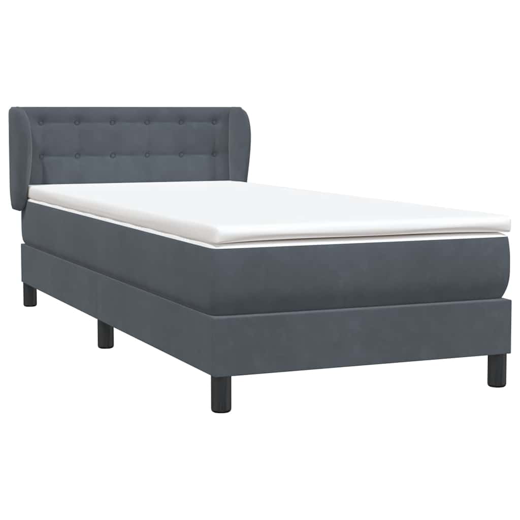 Boxspring met matras fluweel donkergrijs 100x220 cm – afbeelding 4
