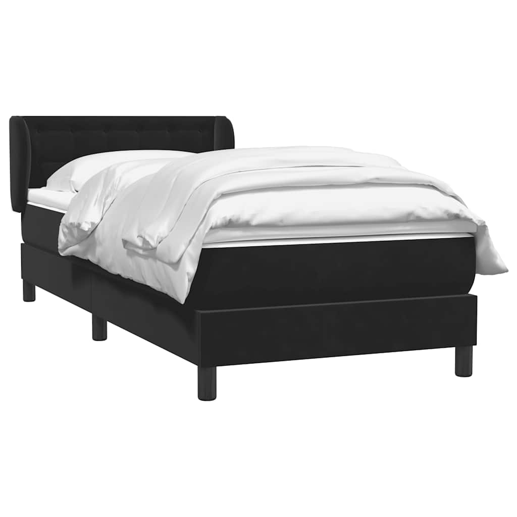 Boxspring met matras fluweel zwart 100x220 cm – afbeelding 3