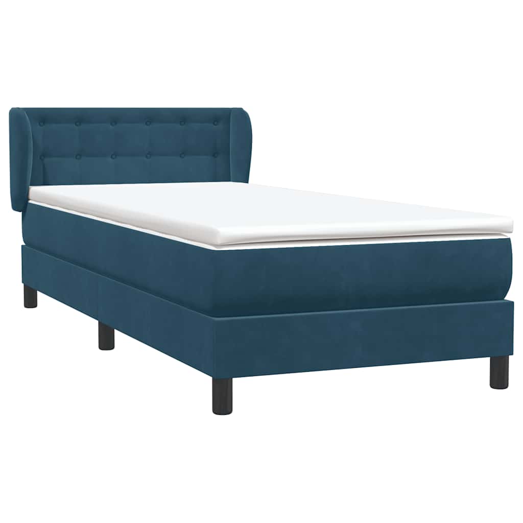 Boxspring met matras fluweel donkerblauw 100x220 cm – afbeelding 4