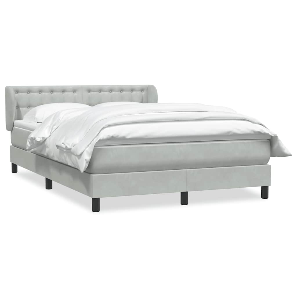 Boxspring met matras fluweel lichtgrijs 140x220 cm – afbeelding 2