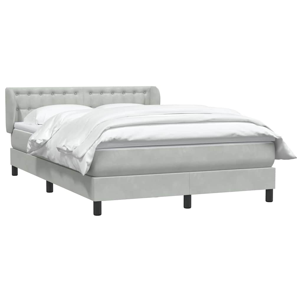 Boxspring met matras fluweel lichtgrijs 140x220 cm – afbeelding 3