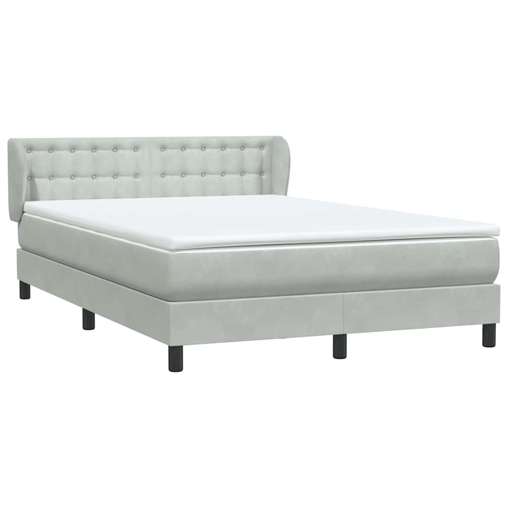 Boxspring met matras fluweel lichtgrijs 140x220 cm – afbeelding 4