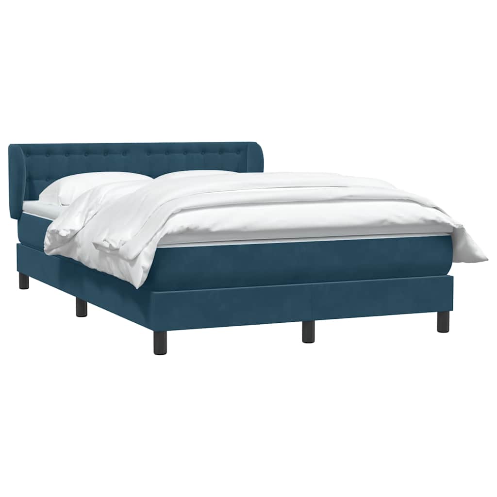 Boxspring met matras fluweel donkerblauw 140x220 cm – afbeelding 3