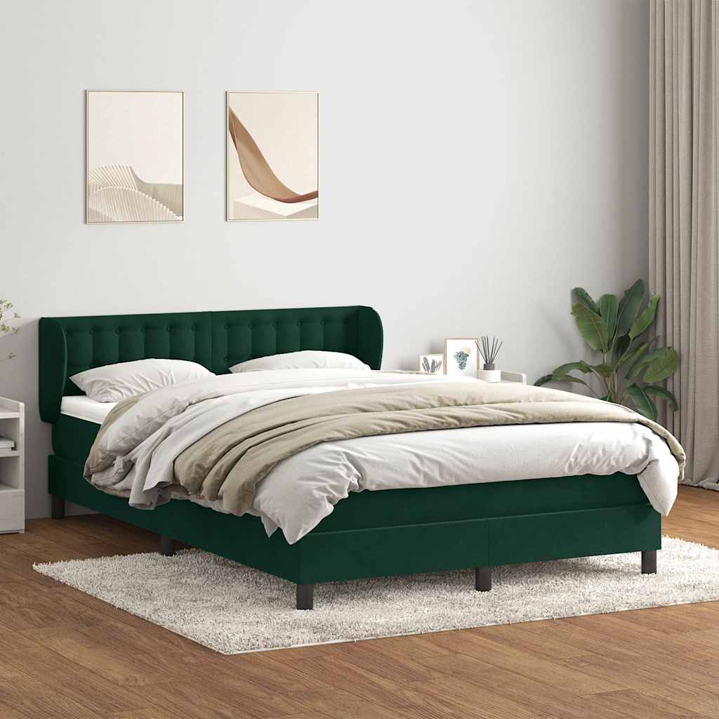 Boxspring met matras fluweel donkergroen 160x220 cm – afbeelding 1