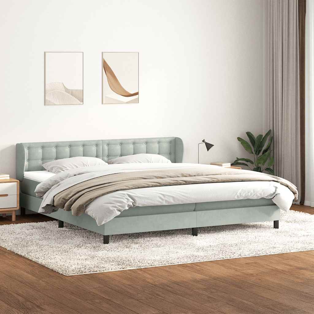 Boxspringbed met matrassen 180x220 cm fluweel lichtgrijs – afbeelding 1