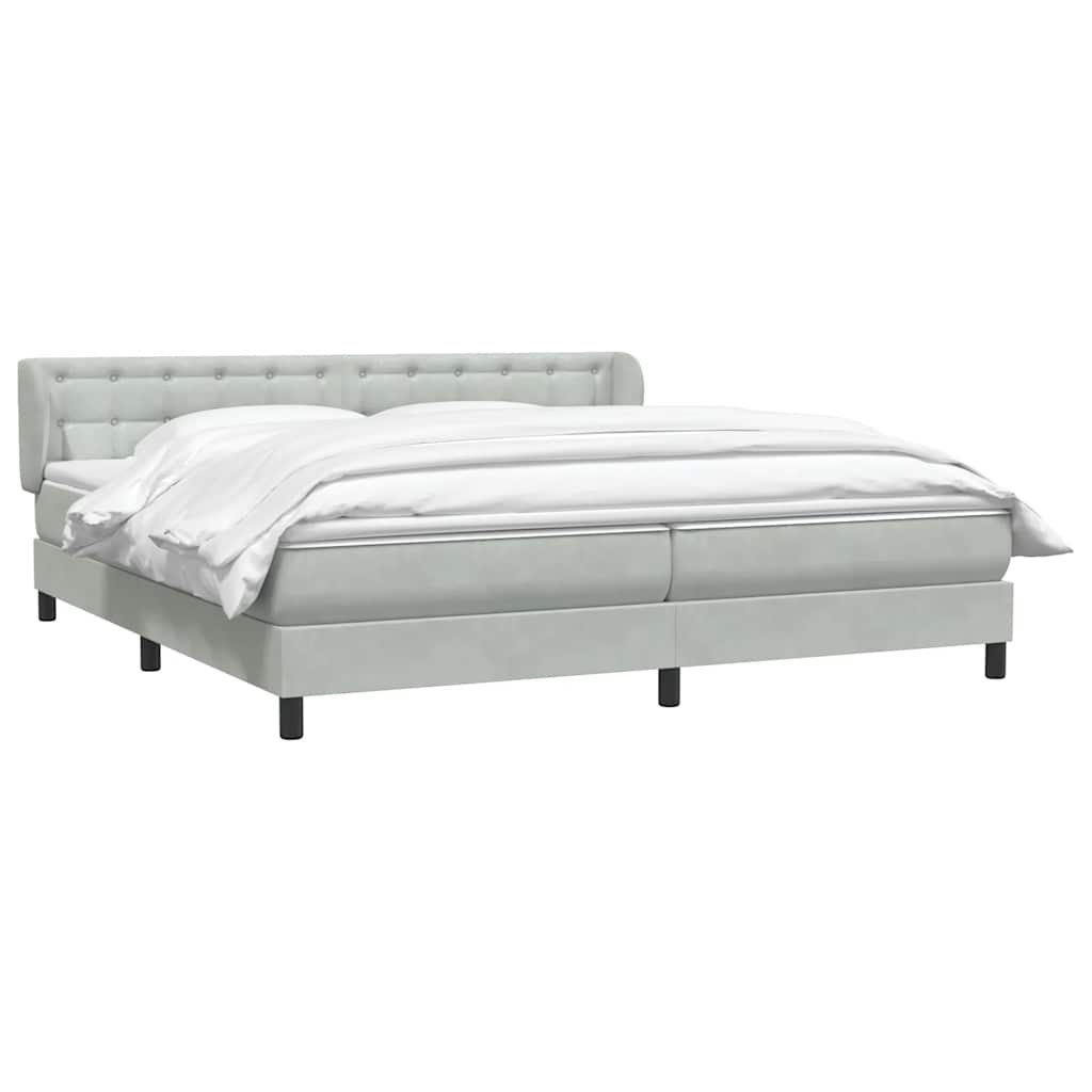 Boxspringbed met matrassen 180x220 cm fluweel lichtgrijs – afbeelding 3