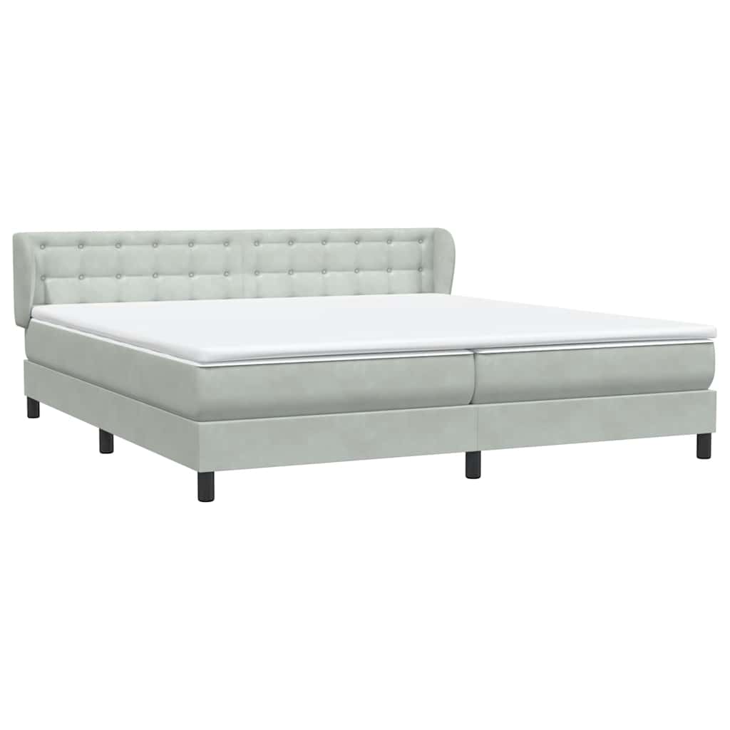 Boxspringbed met matrassen 180x220 cm fluweel lichtgrijs – afbeelding 4