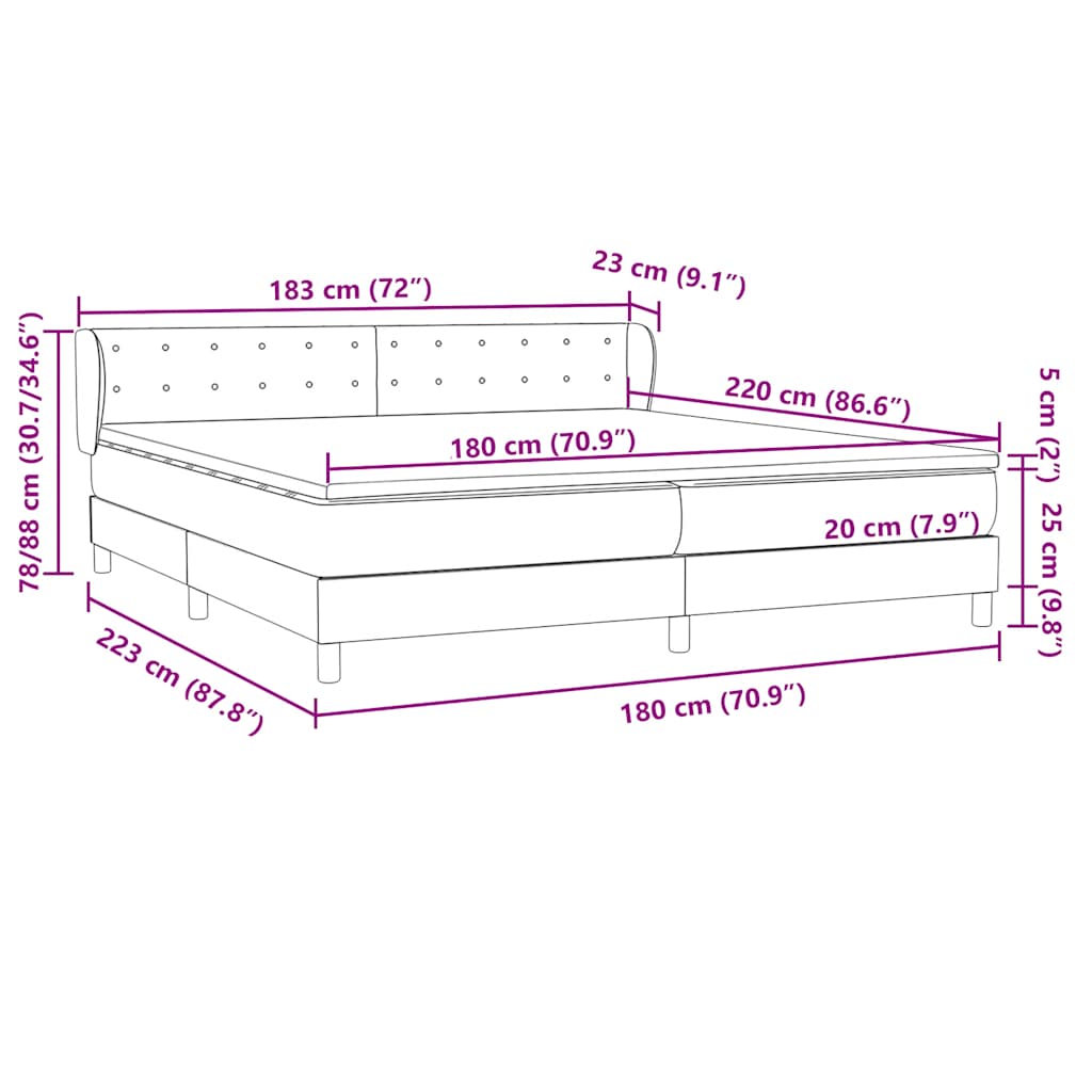 Boxspringbed met matrassen 180x220 cm fluweel donkergroen – afbeelding 12