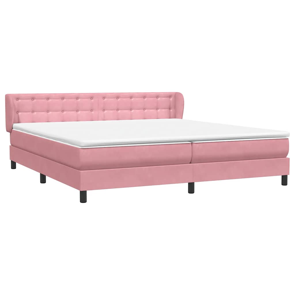 Boxspringbed met matrassen 180x220 cm fluweel roze – afbeelding 4