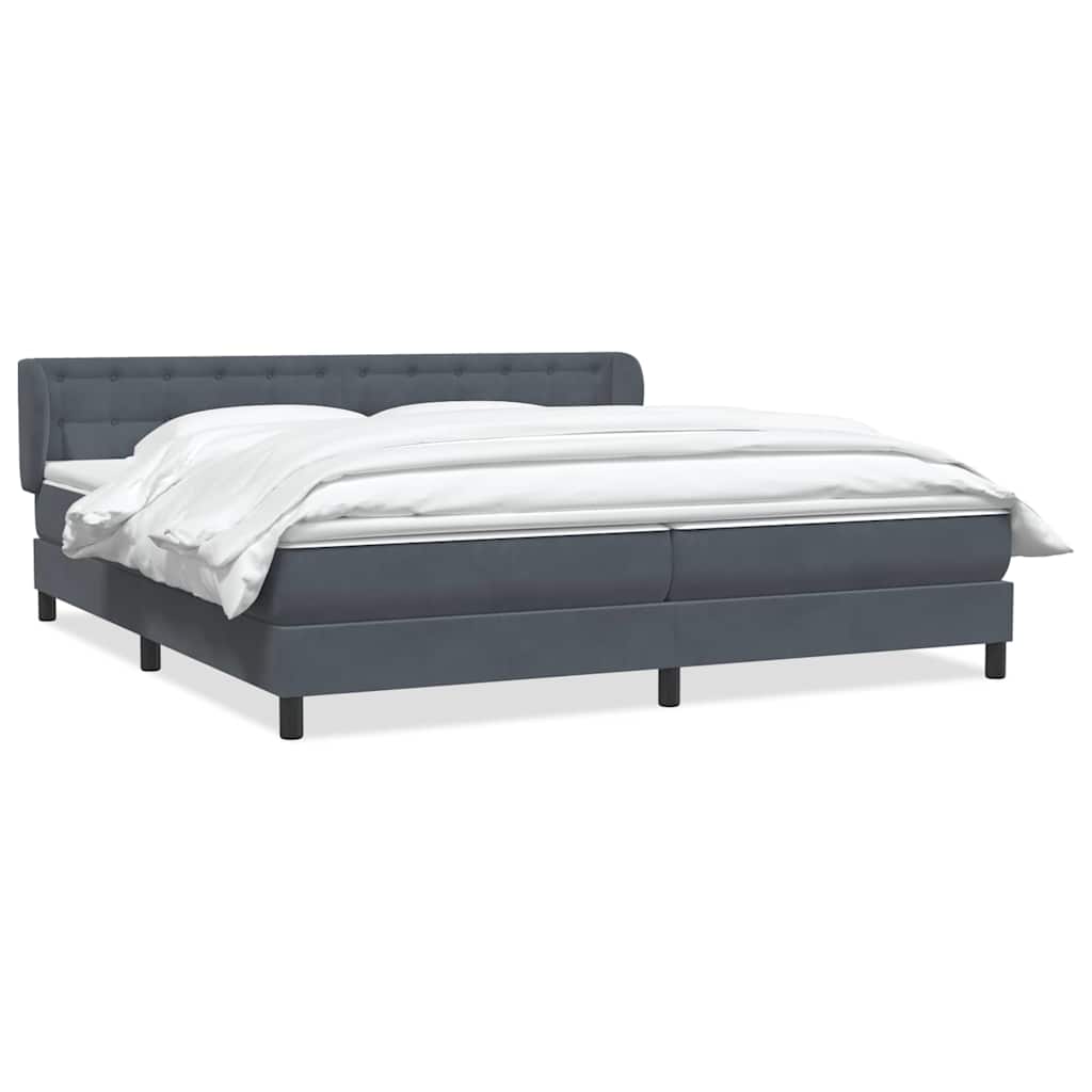 Bed boxspring met matrassen 200x220 cm fluweel donkergrijs – afbeelding 2