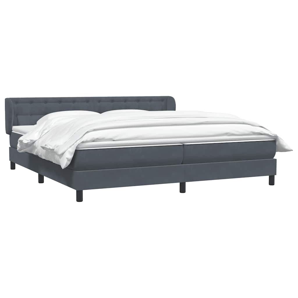 Bed boxspring met matrassen 200x220 cm fluweel donkergrijs – afbeelding 3