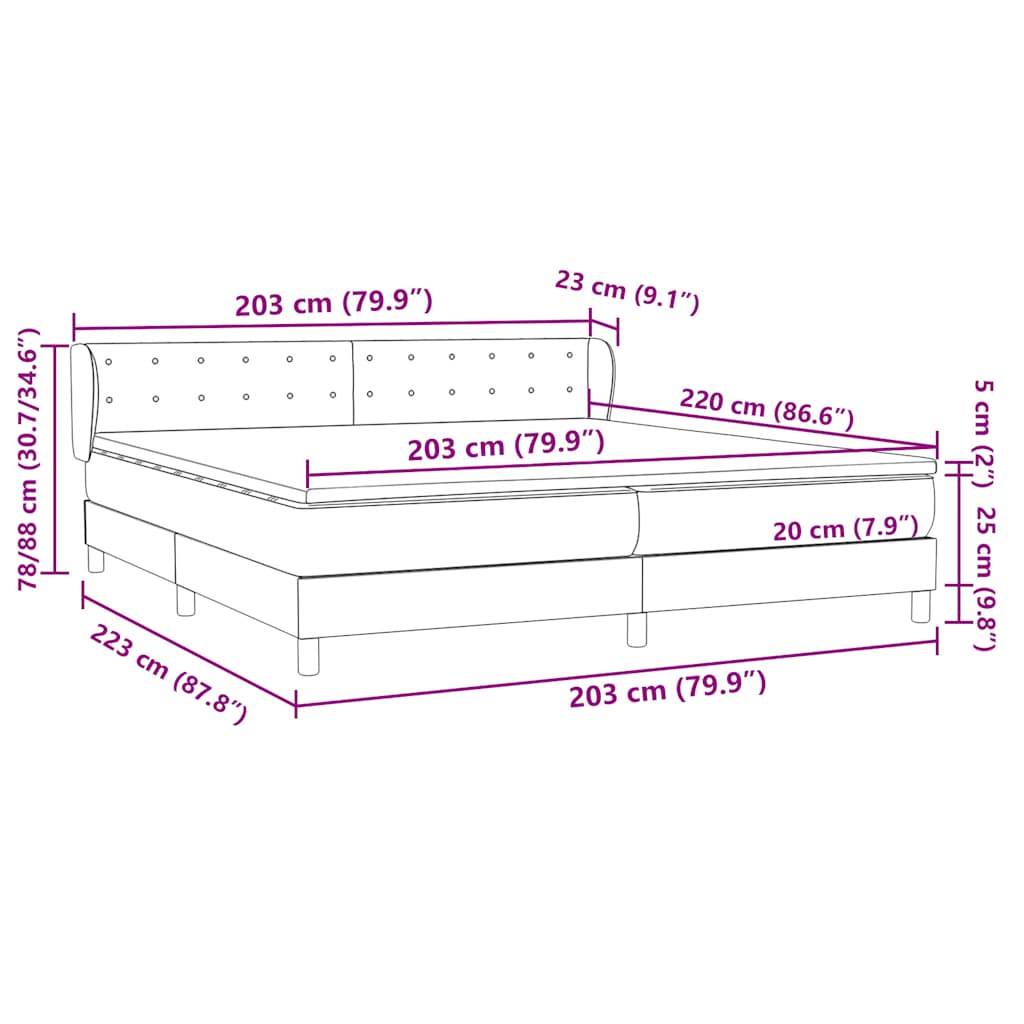 Boxspringbed met matrassen 200x220 cm fluweel zwart – afbeelding 12
