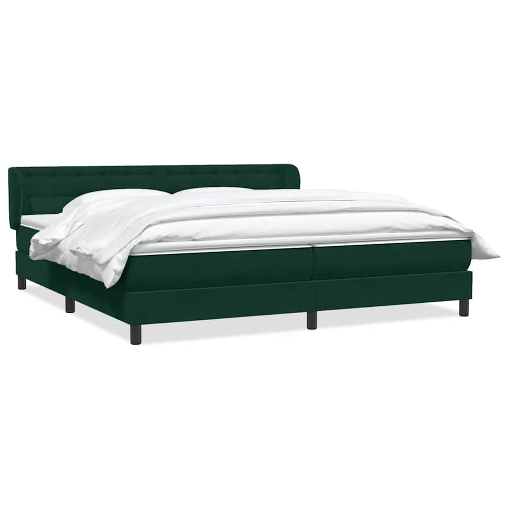 Boxspringbed met matrassen 200x220 cm fluweel donkergroen – afbeelding 2