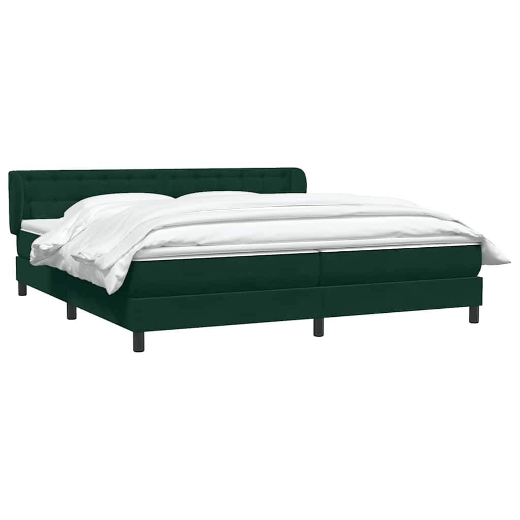 Boxspringbed met matrassen 200x220 cm fluweel donkergroen – afbeelding 3