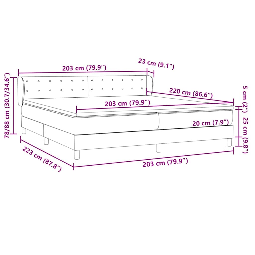 Boxspringbed met matrassen 200x220 cm fluweel donkerblauw – afbeelding 12