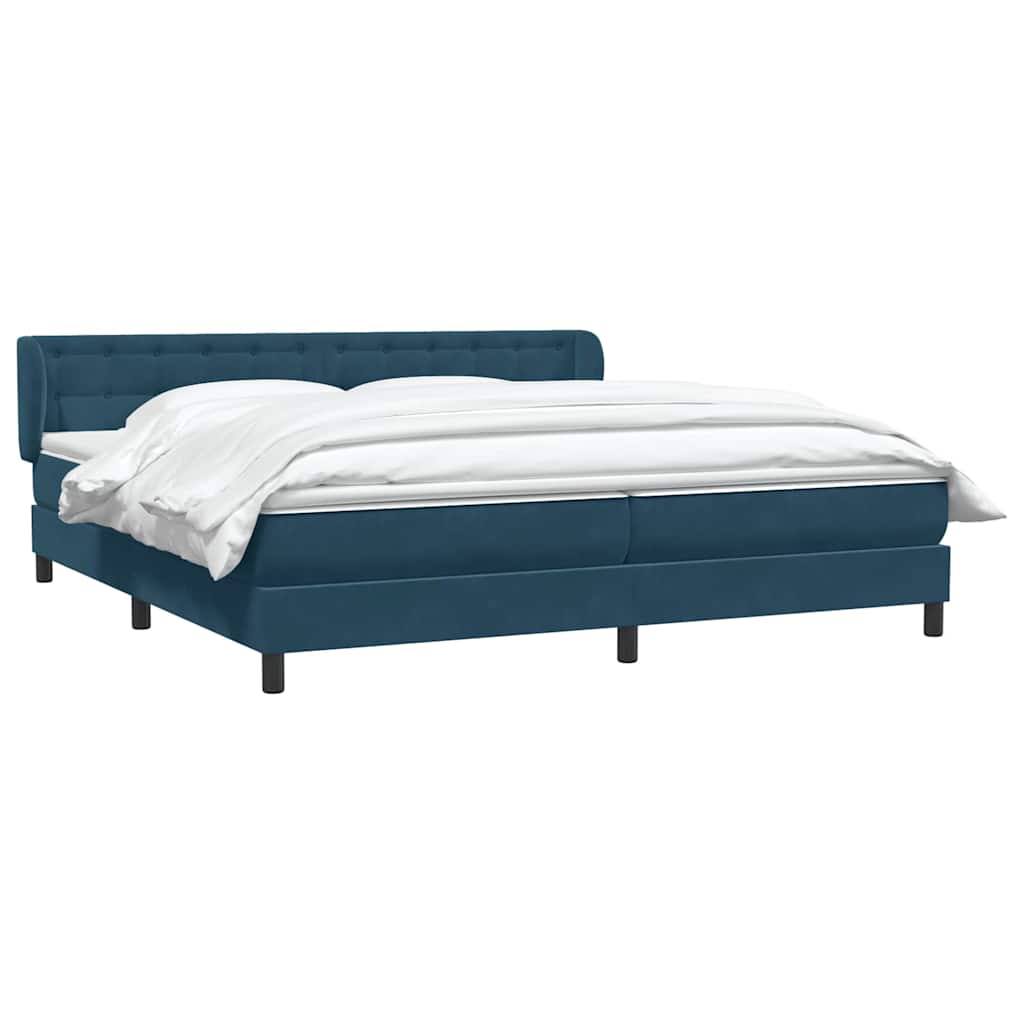 Boxspringbed met matrassen 200x220 cm fluweel donkerblauw – afbeelding 3