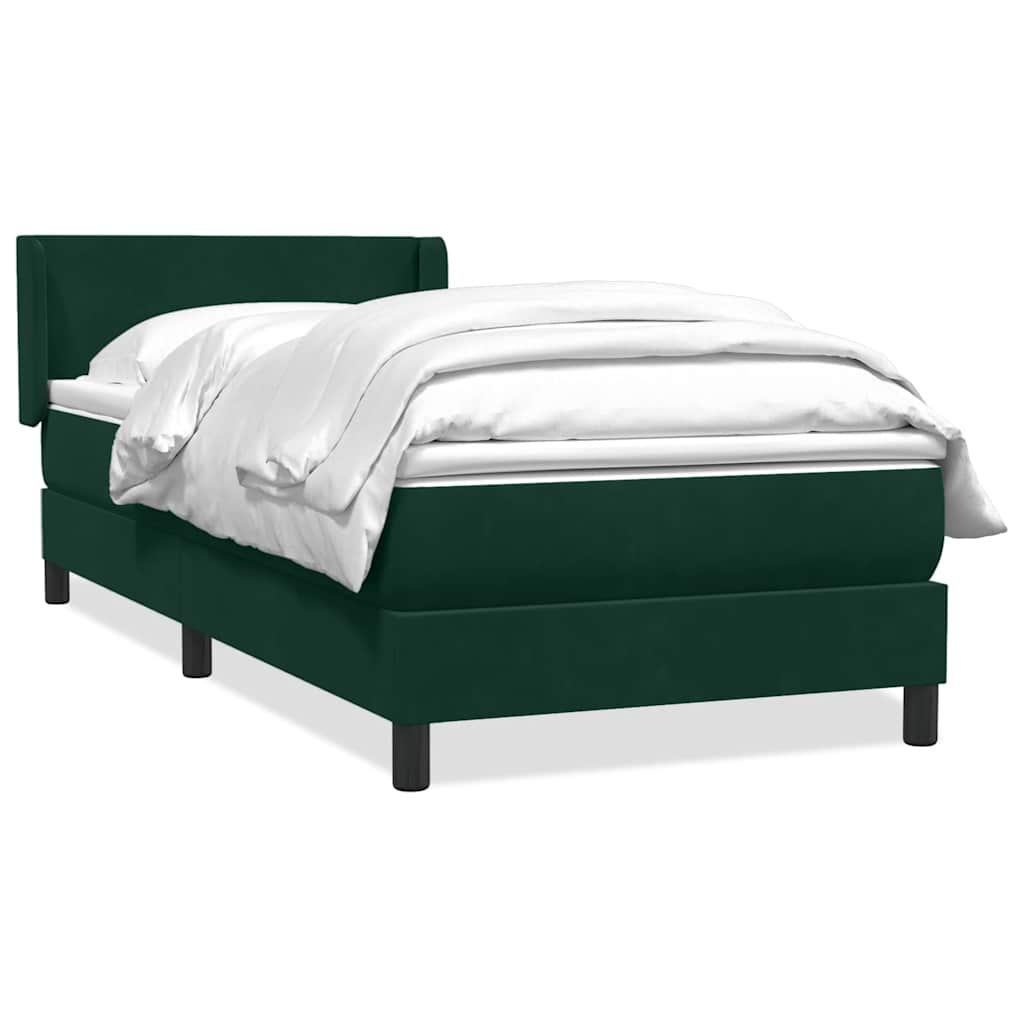 Boxspring met matras fluweel donkergroen 80x210 cm – afbeelding 2