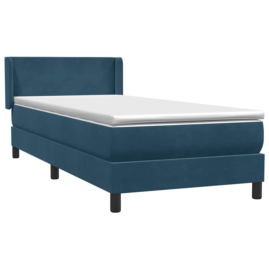 Boxspring met matras fluweel donkerblauw 80x210 cm – afbeelding 4