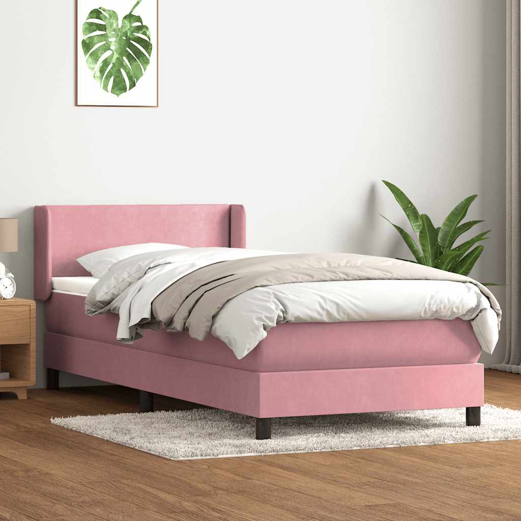 Boxspring met matras fluweel roze 80x210 cm – afbeelding 1