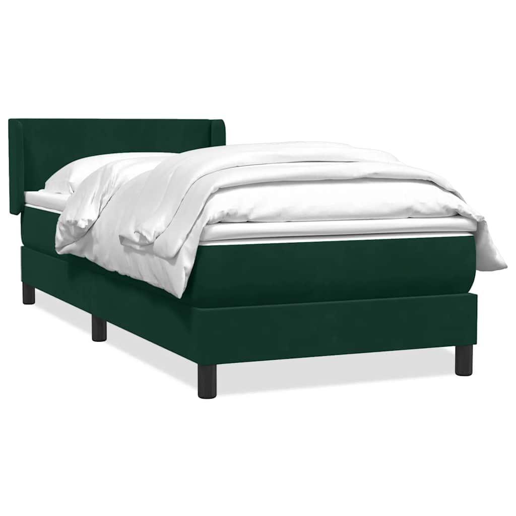 Boxspring met matras fluweel donkergroen 90x210 cm – afbeelding 2