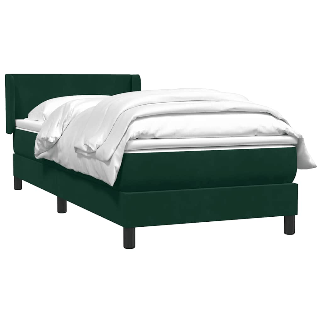 Boxspring met matras fluweel donkergroen 90x210 cm – afbeelding 3