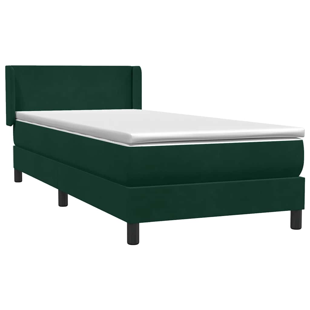 Boxspring met matras fluweel donkergroen 90x210 cm – afbeelding 4