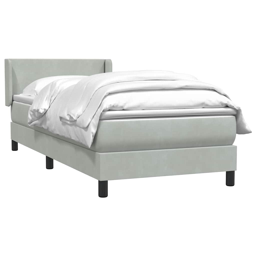 Boxspring met matras fluweel lichtgrijs 100x210 cm – afbeelding 3
