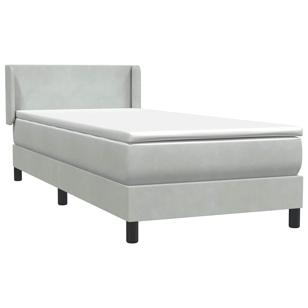 Boxspring met matras fluweel lichtgrijs 100x210 cm – afbeelding 4