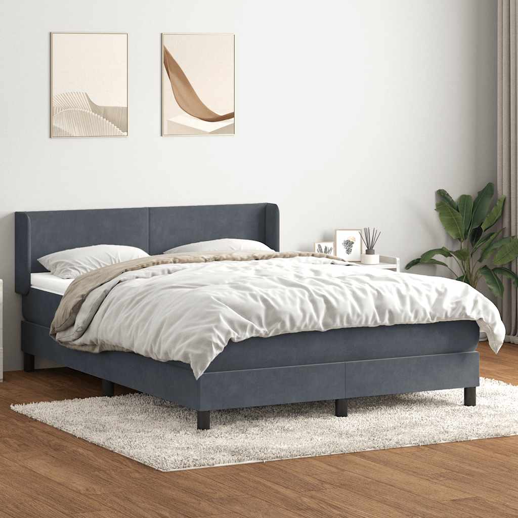 Boxspring met matras fluweel donkergrijs 140x210 cm – afbeelding 1