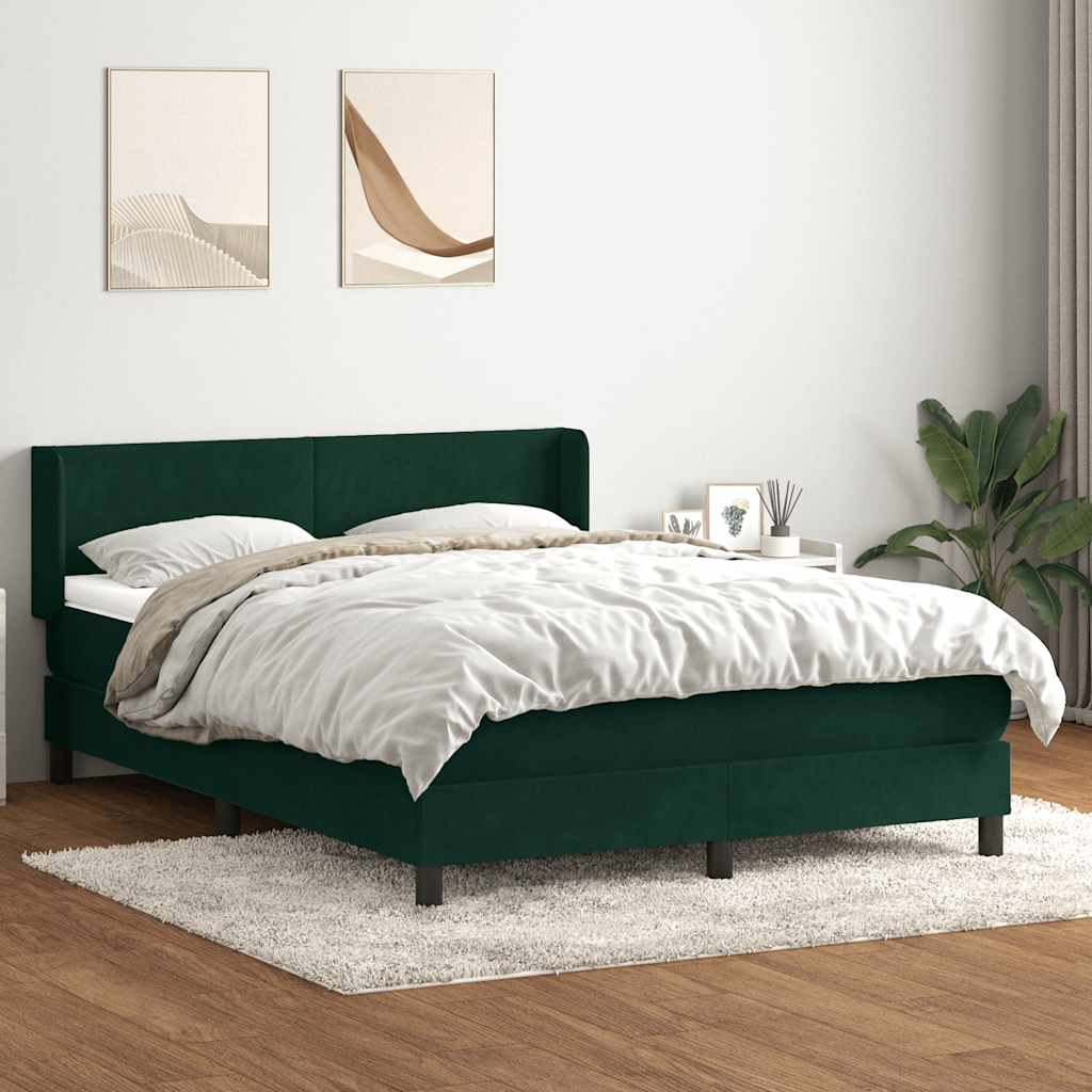 Boxspring met matras fluweel donkergroen 160x210 cm – afbeelding 1