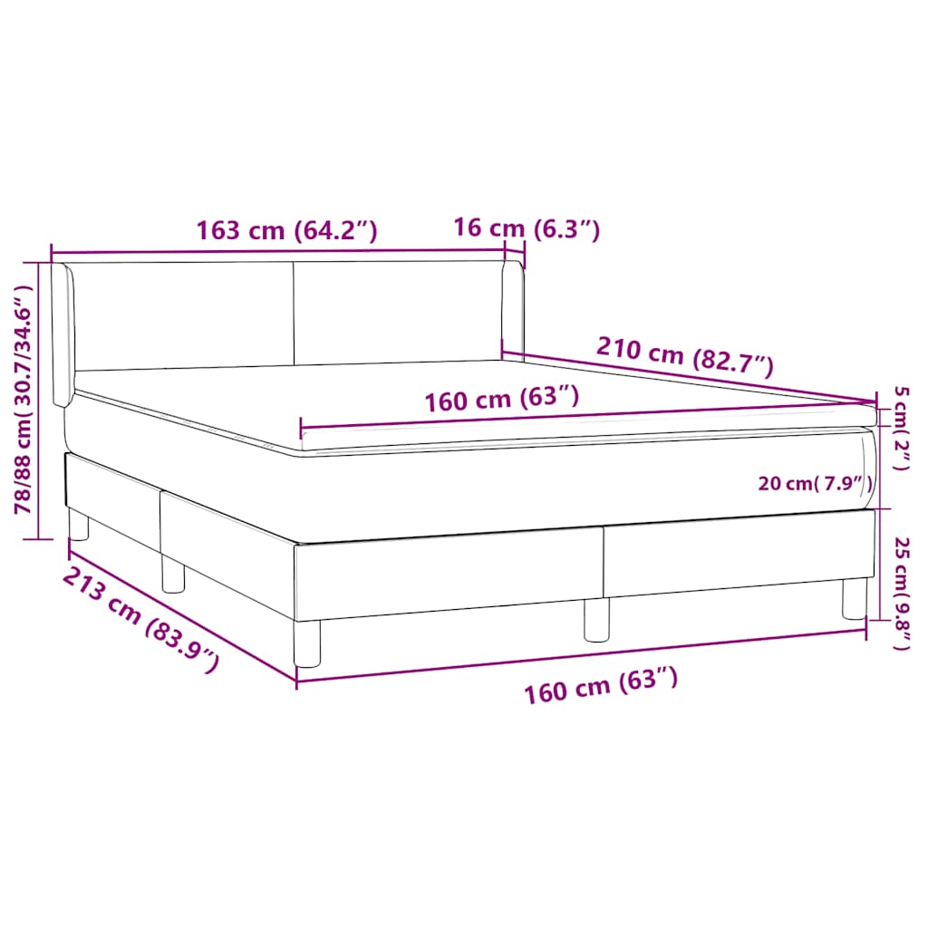 Boxspring met matras fluweel donkergroen 160x210 cm – afbeelding 12