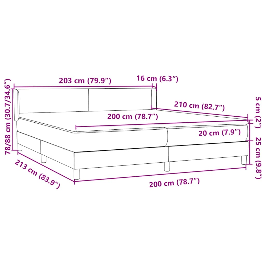 Boxspring met matras fluweel donkergrijs 200x210 cm – afbeelding 12