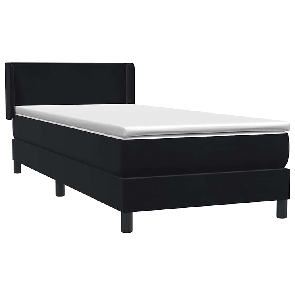 Boxspring met matras fluweel zwart 90x220 cm – afbeelding 2