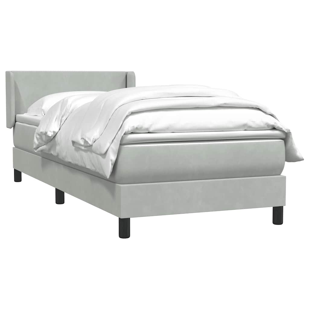 Boxspring met matras fluweel lichtgrijs 100x220 cm – afbeelding 3