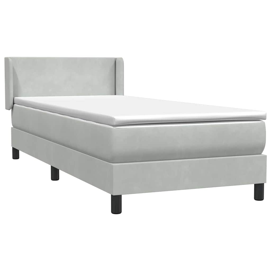 Boxspring met matras fluweel lichtgrijs 100x220 cm – afbeelding 4