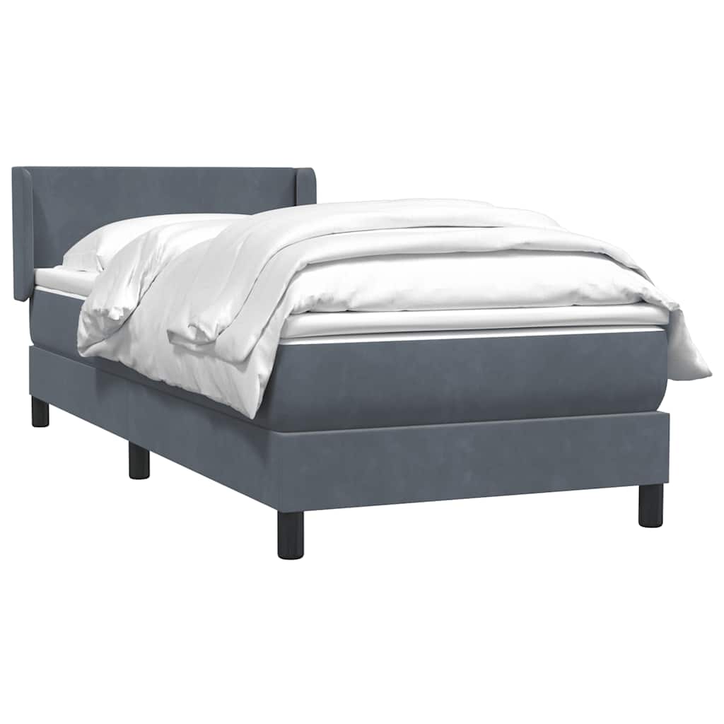 Boxspring met matras fluweel donkergrijs 100x220 cm – afbeelding 3