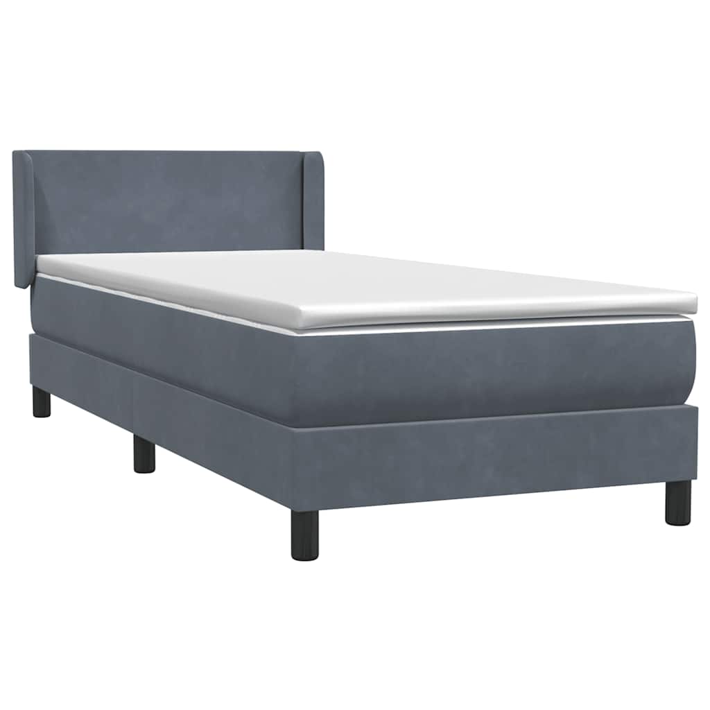 Boxspring met matras fluweel donkergrijs 100x220 cm – afbeelding 4