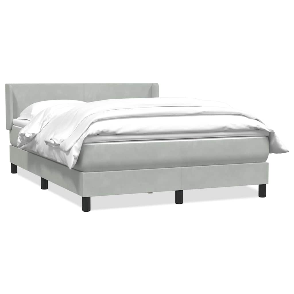 Boxspring met matras fluweel lichtgrijs 140x220 cm – afbeelding 1