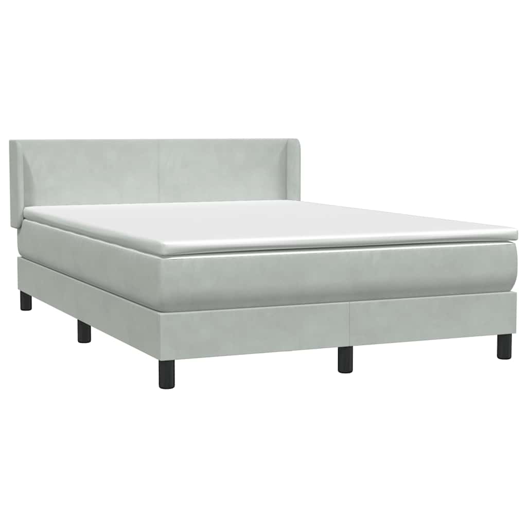 Boxspring met matras fluweel lichtgrijs 140x220 cm – afbeelding 2
