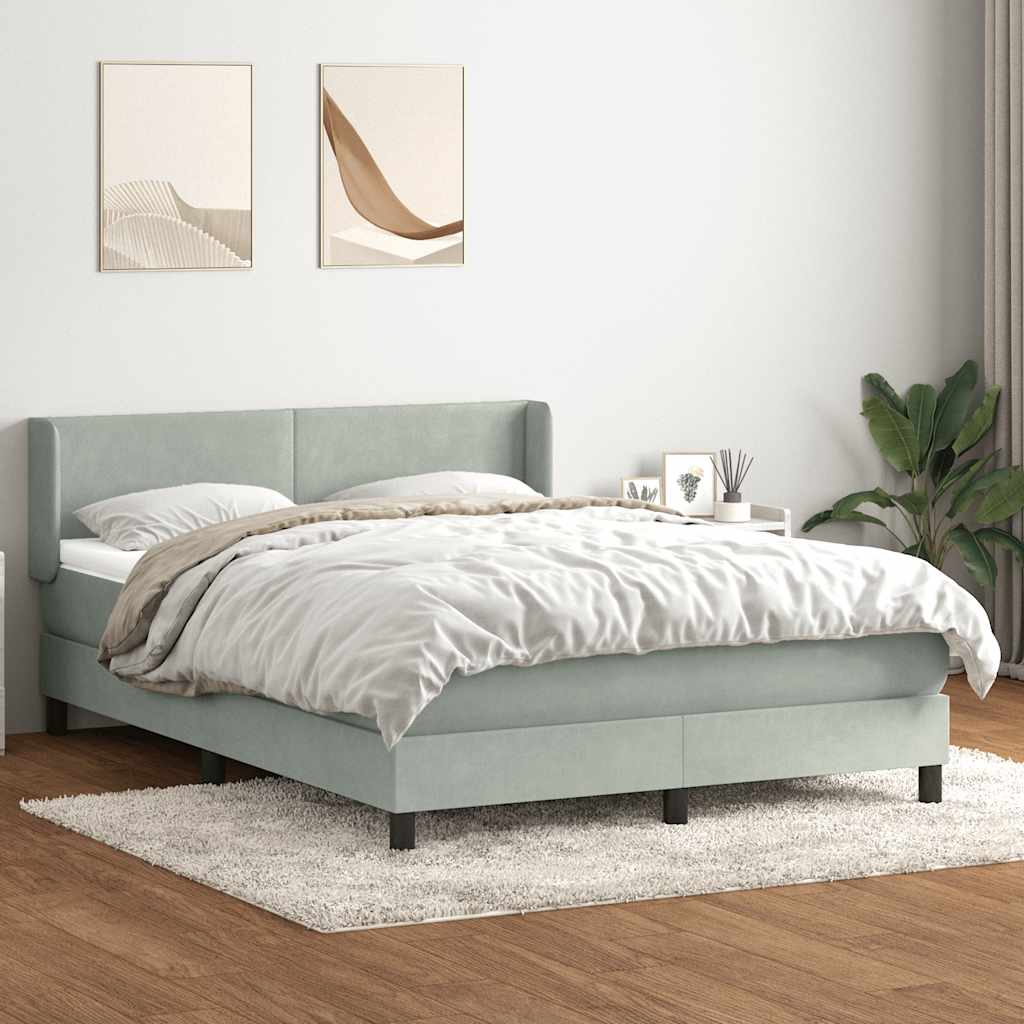 Boxspring met matras fluweel lichtgrijs 140x220 cm – afbeelding 3