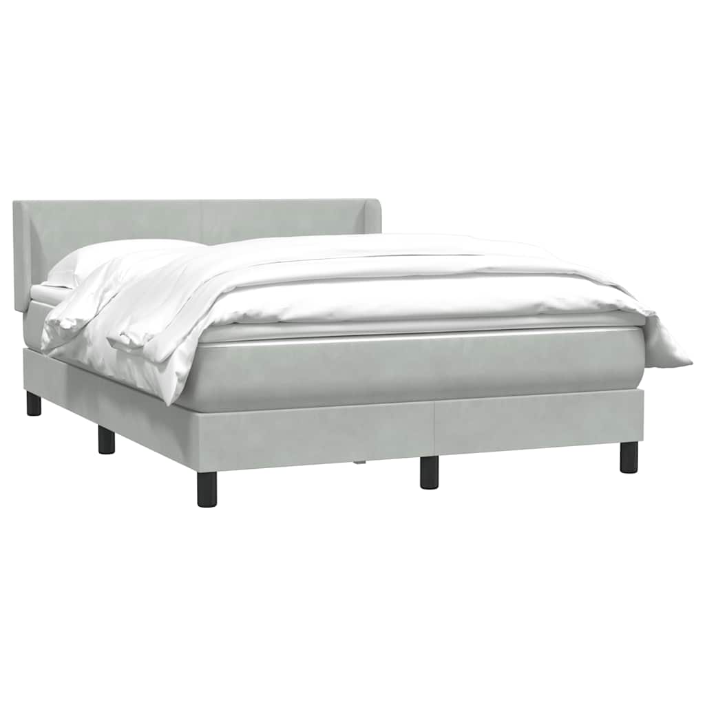 Boxspring met matras fluweel lichtgrijs 140x220 cm – afbeelding 4