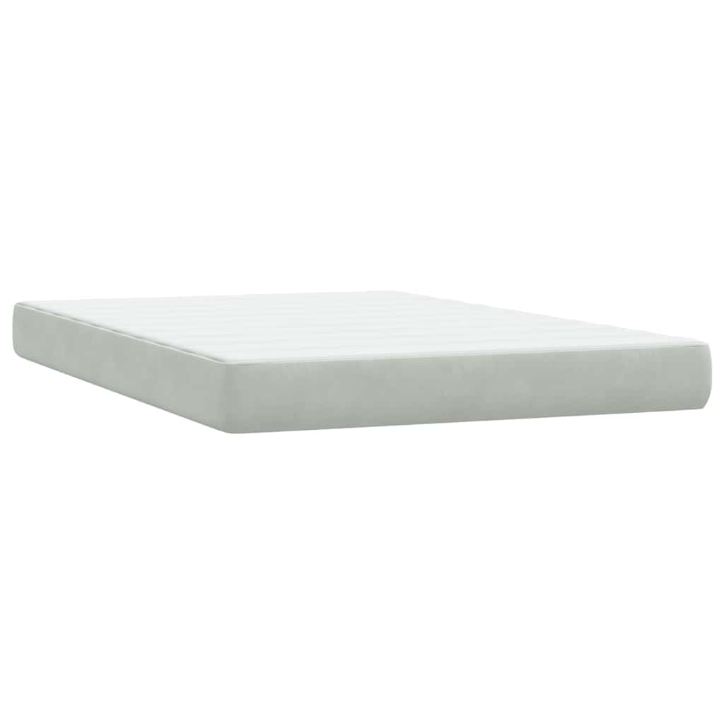 Boxspring met matras fluweel lichtgrijs 140x220 cm – afbeelding 6