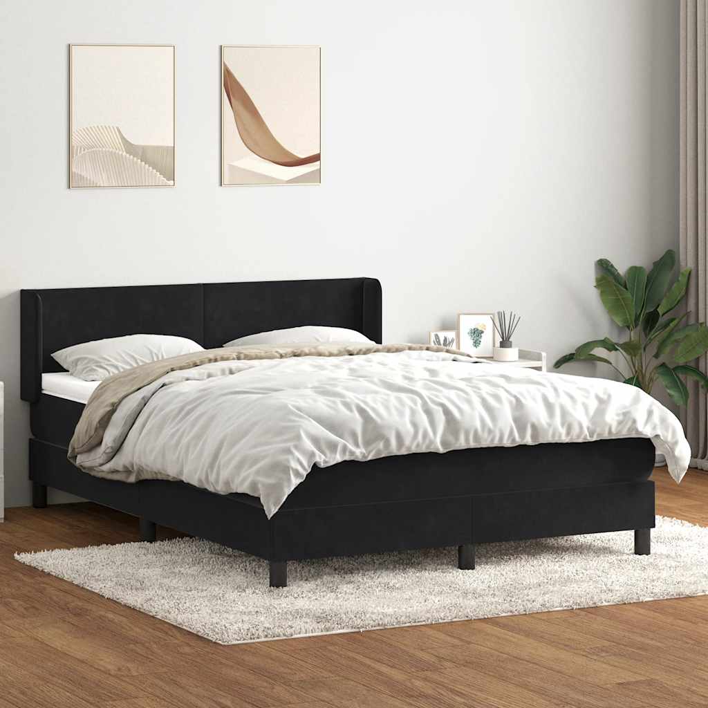 Boxspring met matras fluweel zwart 140x220 cm – afbeelding 3