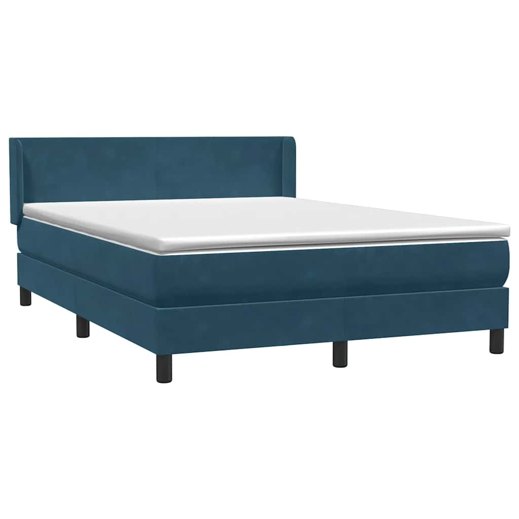Boxspring met matras fluweel donkerblauw 140x220 cm – afbeelding 2