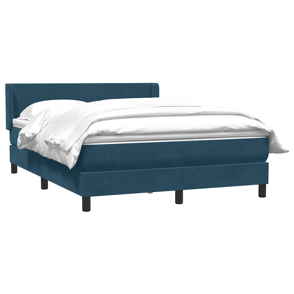 Boxspring met matras fluweel donkerblauw 140x220 cm – afbeelding 4