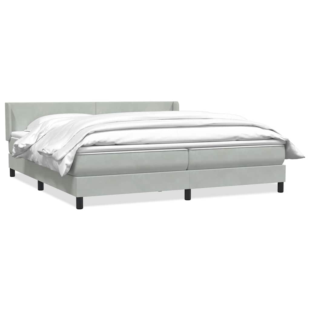 Boxspring met matras fluweel lichtgrijs 180x220 cm – afbeelding 2