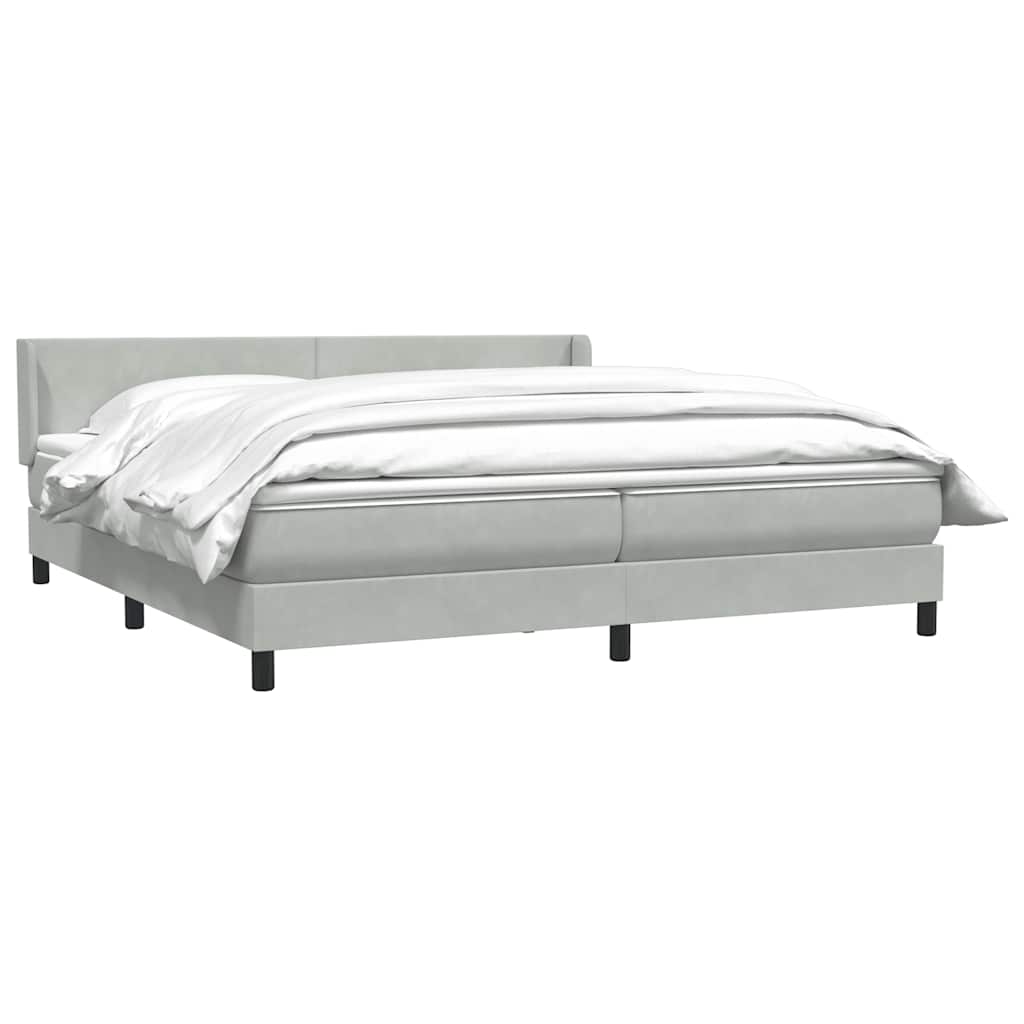 Boxspring met matras fluweel lichtgrijs 180x220 cm – afbeelding 3