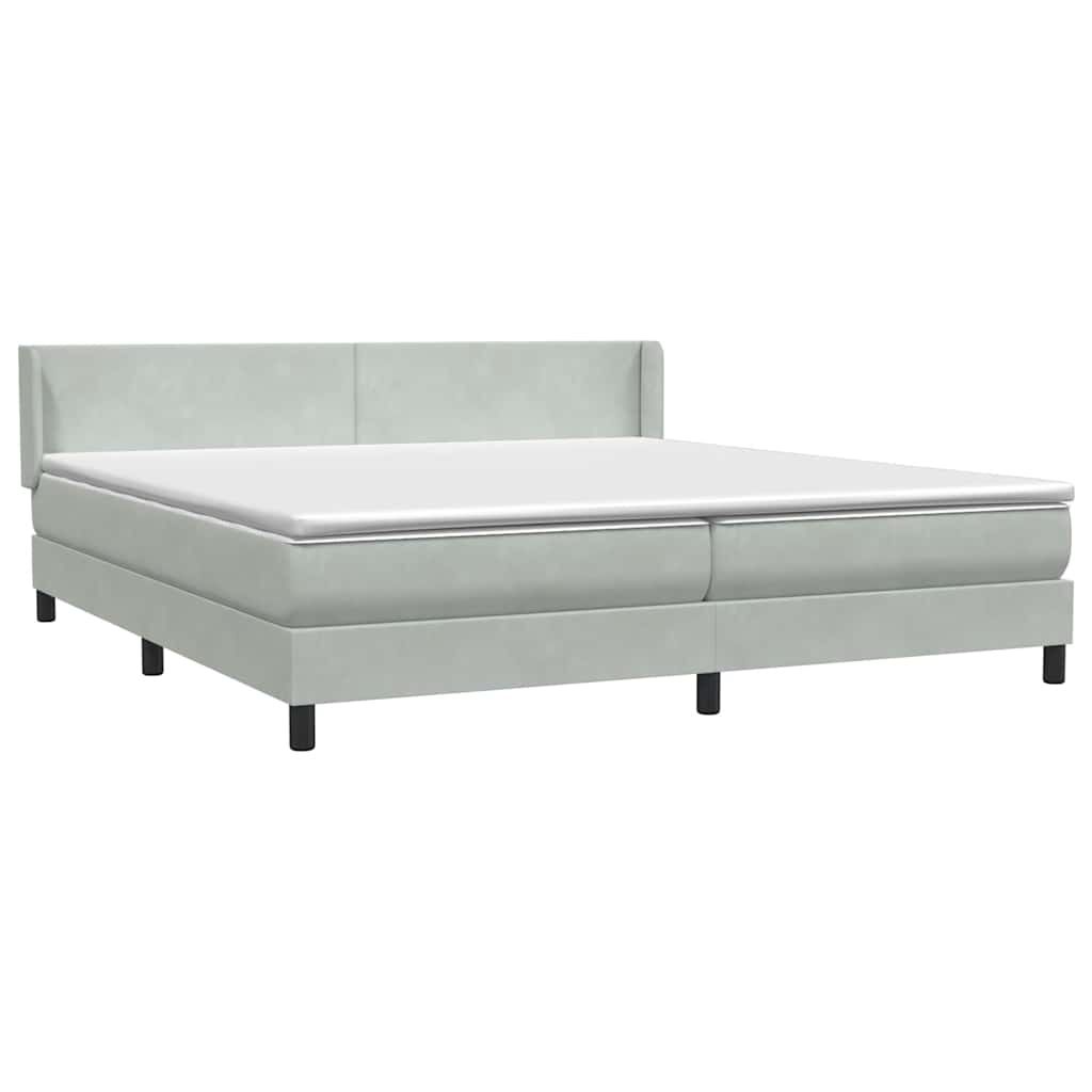 Boxspring met matras fluweel lichtgrijs 180x220 cm – afbeelding 4