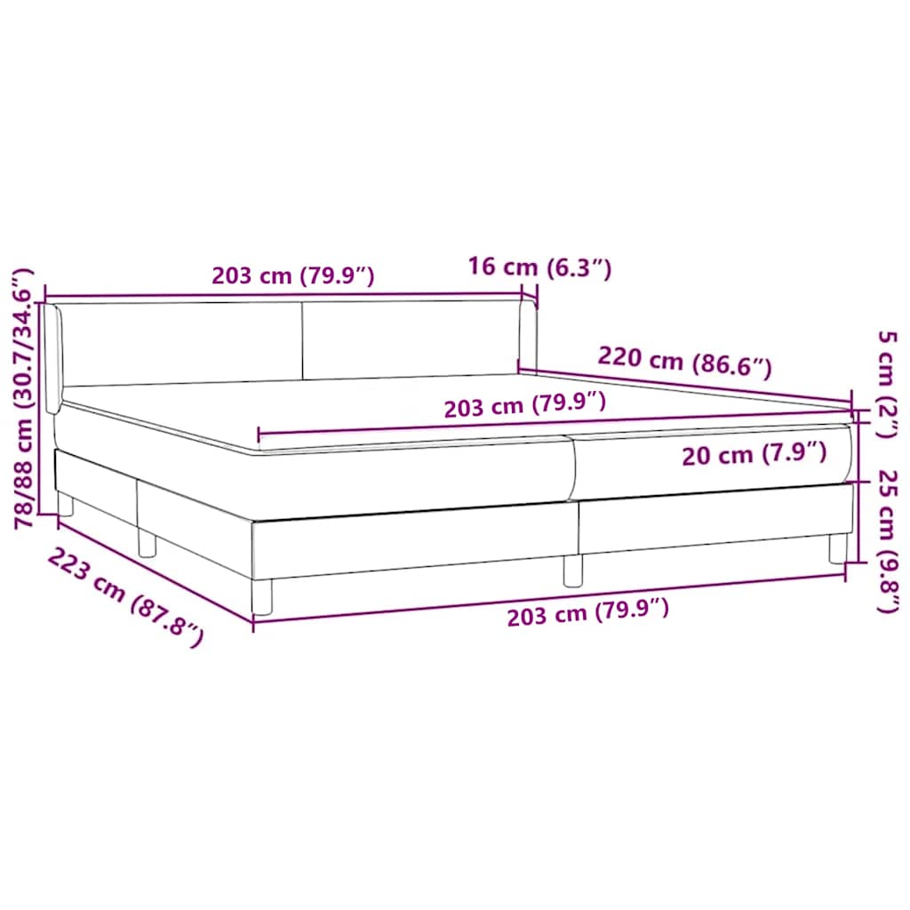 Boxspring met matras fluweel donkergrijs 200x220 cm – afbeelding 12